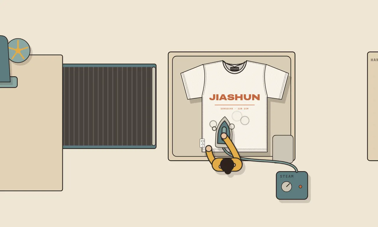Top-down illustration of the iron station: ironing table