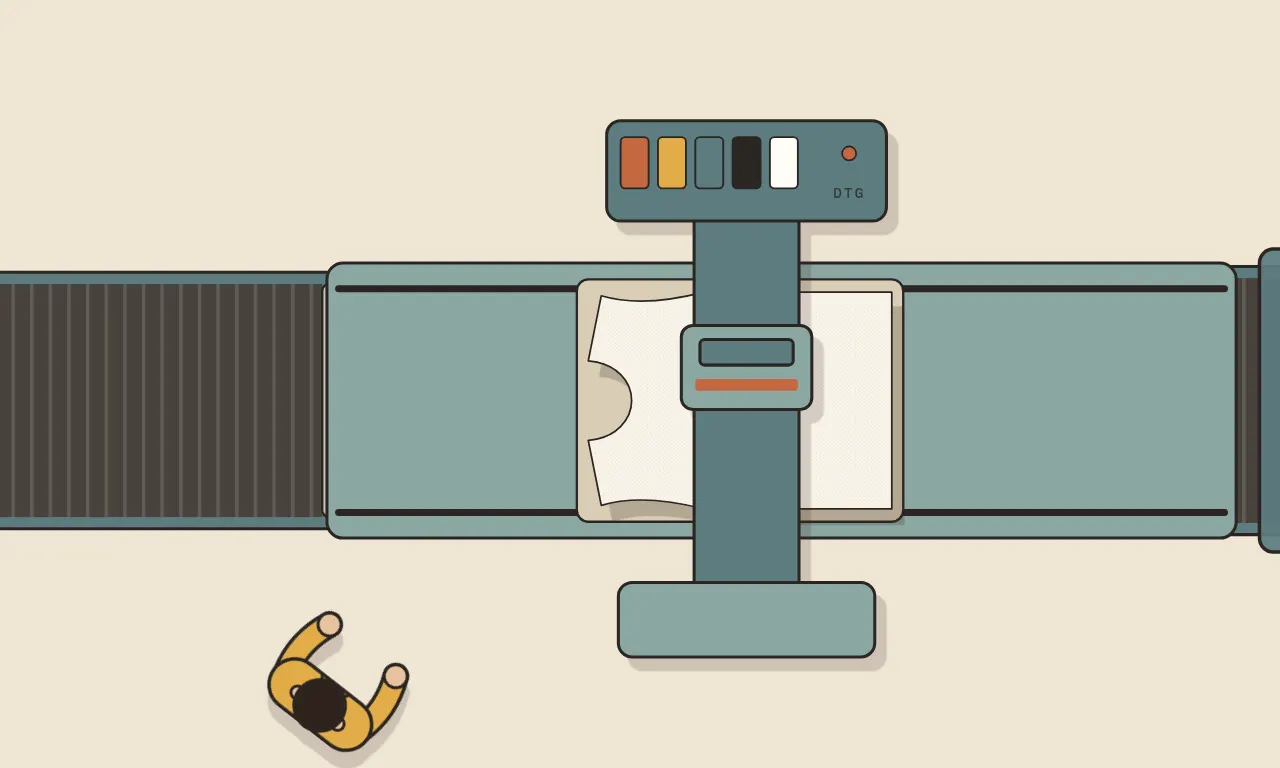 Top-down illustration of the print station: dtg printer